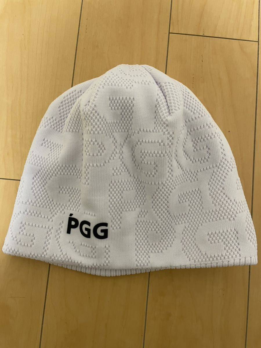 新品未使用　PGG PEARLY GATES パーリーゲイツ 2022年モデル ニット帽 ロゴ 総柄 ホワイト FR