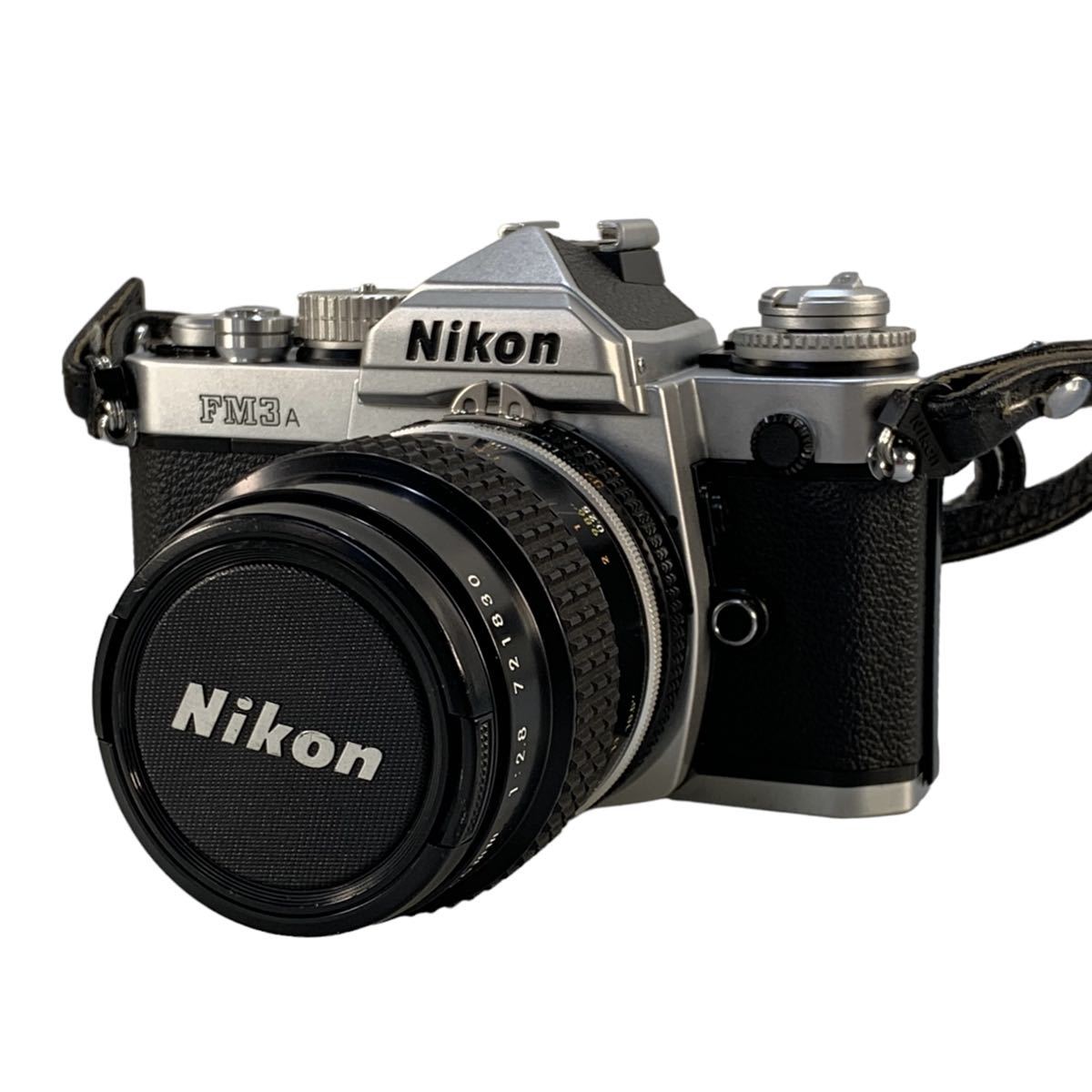 ★美品 シャッター/巻き上げ確認済み Nikon ニコン フィルムカメラ FM3A 一眼レフ Micro-NIKKOR 55㎜ 1:2.8 721830 中古品 管理J239