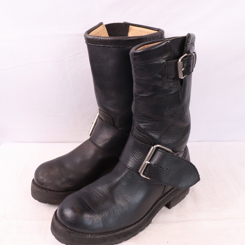 SANCHO engineer boots 42 / ~26.5cm rank sun cho meat thickness leather steel less black black men's old clothes used eb1116