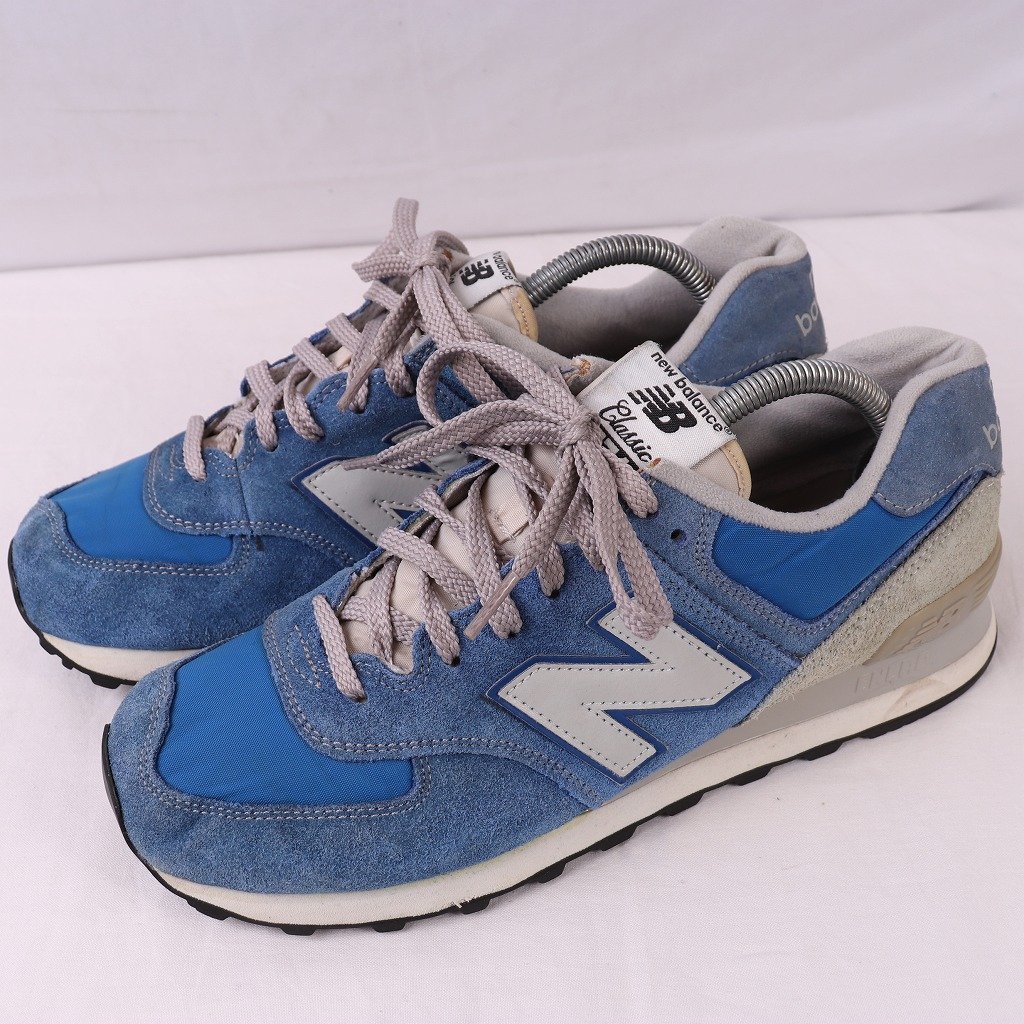 574 ニューバランス 26.5cm/new balance 青 ブルー グレー 白 中古 古着 スニーカー メンズ yy8508_画像1