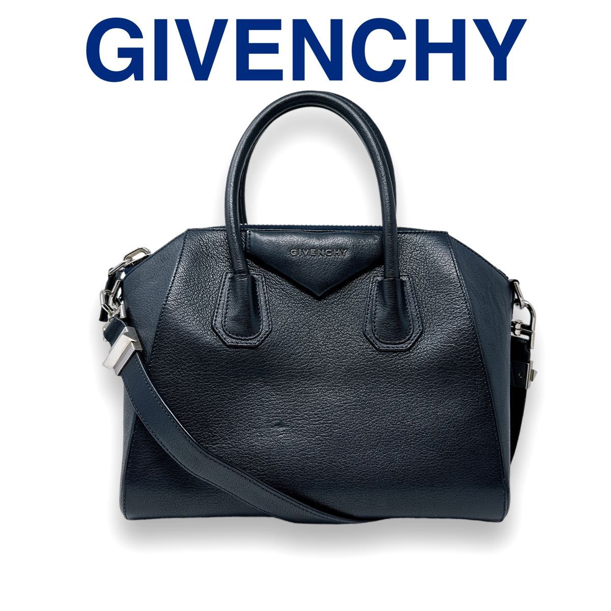 ジバンシー  ハンドバッグ アンティゴナ スモール レザー ネイビー ブラック GIVENCHY 2WAY ショルダーバッグ