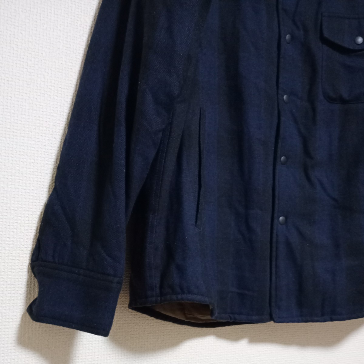 CIAOPANIC　　　キルティング中綿ネルシャツジャケット　　Ｌ　　紺×黒ブロックチェックデザイン_画像2