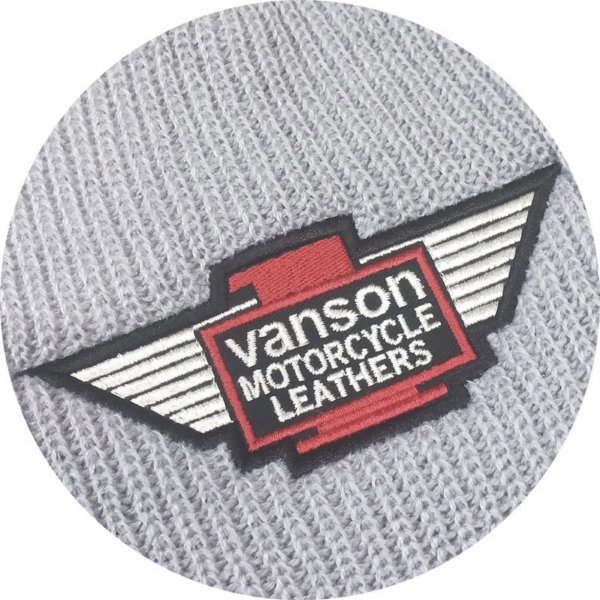 送料無料 VANSON バンソン ニット帽 ニットビーニーキャップ 刺繍ワッペン バンソンモーターサイクル（883V916) グレー GRAY 男女兼用_画像4