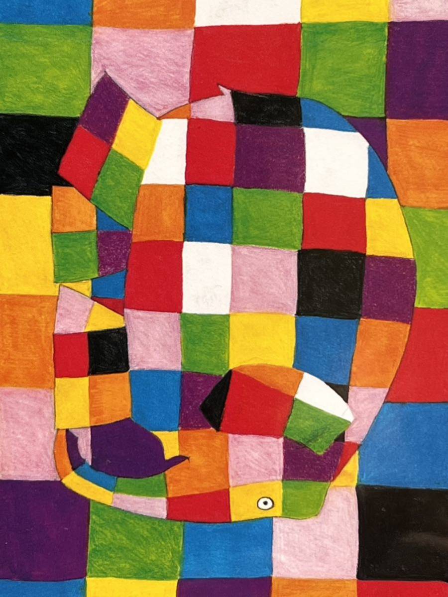 【デビット・マッキーのPostcard】ELMER　THE　PATCHWORK　ELEPHANT（エルマー・パッチワーク模様の象）_画像2