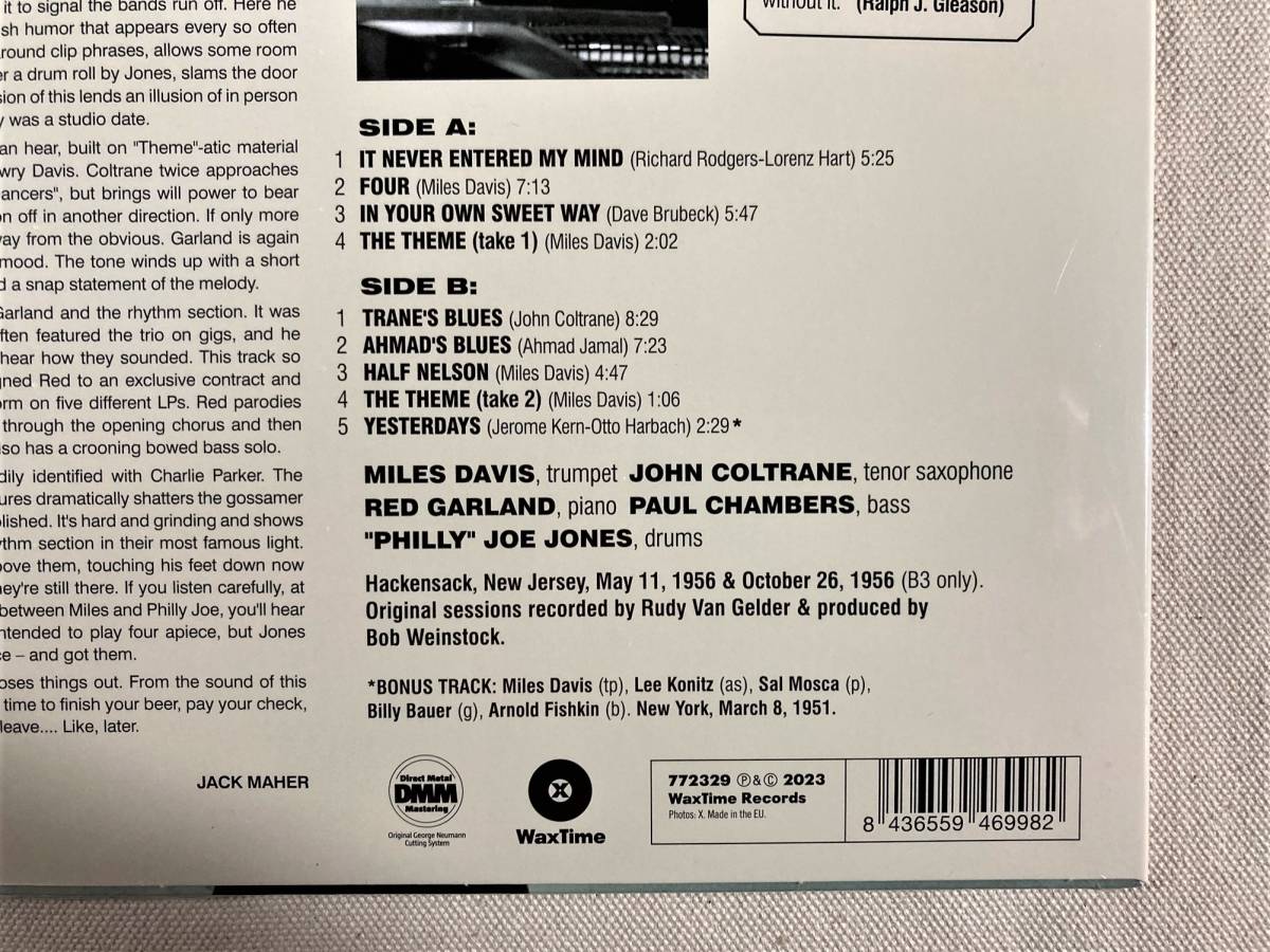 未開封　送料500円　マイルス・デイヴィス　ワーキン Workin' With the Miles Davis Quintet　EU盤　限定盤　180g重量盤　美品 希少品 1LP _画像4