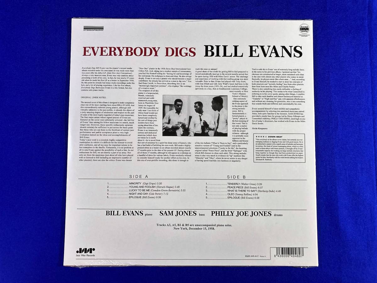 未開封　送料500円(LP送料最安値)　エヴリバディ・ディグズ・ビル・エヴァンス　 Everybody Digs Bill Evans　美品　EU盤　180g重量盤　1LP_画像2