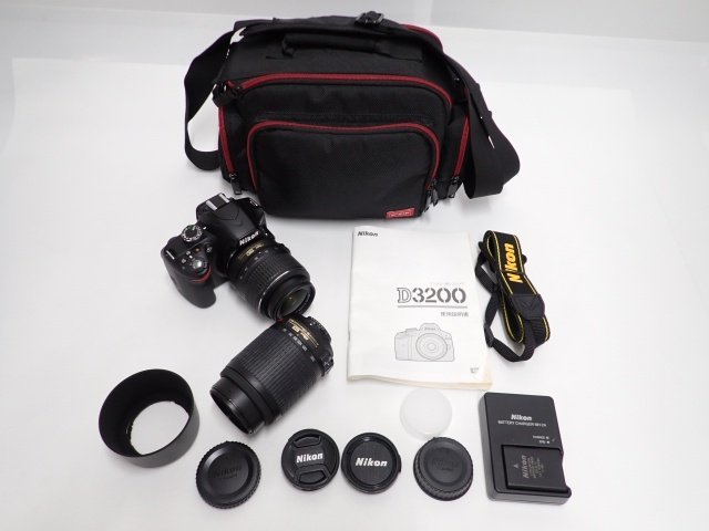 Nikon D3200 ダブルズームキット ニコン デジタル一眼レフカメラ カメラバッグ/説明書付 ショット数:580枚 ∬ 6C4EC-1_画像1