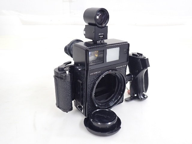 MAMIYA universal press BLACK マミヤ ユニバーサルプレス 中判カメラ 75mm/127mm レンズ2本 説明書/フィルムホルダー付 ∴ 6CC2C-4_画像2