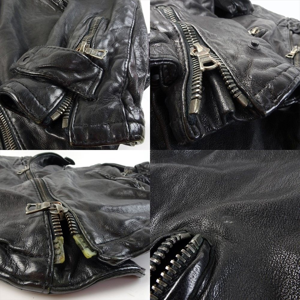サンタクローチェ ライダースジャケット 黒 ブラック レザージャケット XS メンズ 革ジャン ブルゾン レザー　本革 シングル