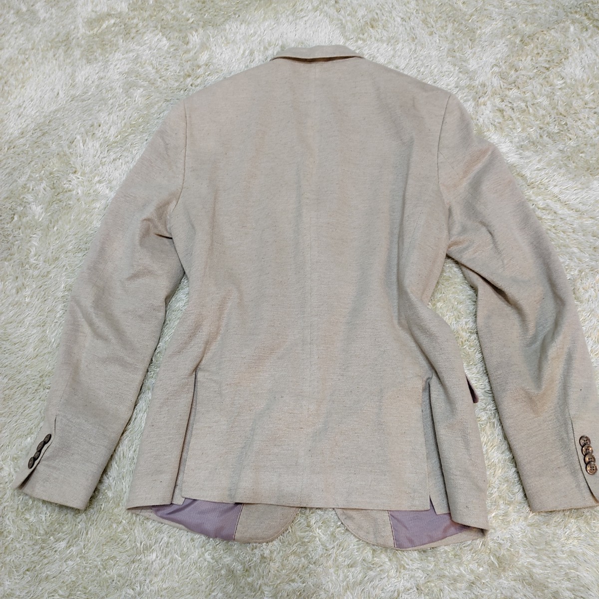 ザラマン【色気漂う上品さ】ZARA MAN テーラードジャケット 2B 麻 リネン 夏は涼しく、冬は暖かい 年中対応 白 ホワイト 内側ピンク M _画像8