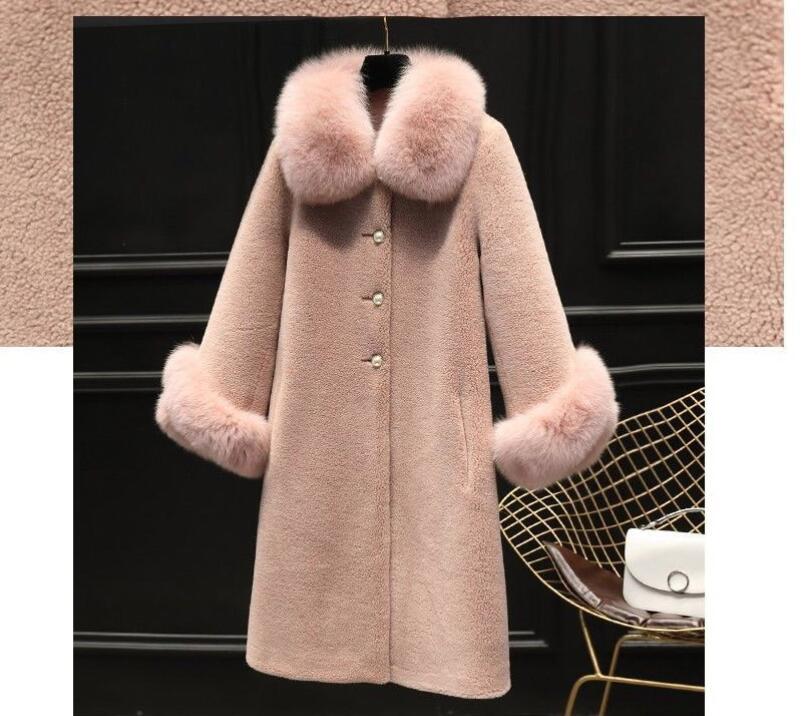  lady's coat fake fur coat fur coat mouton coat large size equipped long coat fake mouton outer S~3XL