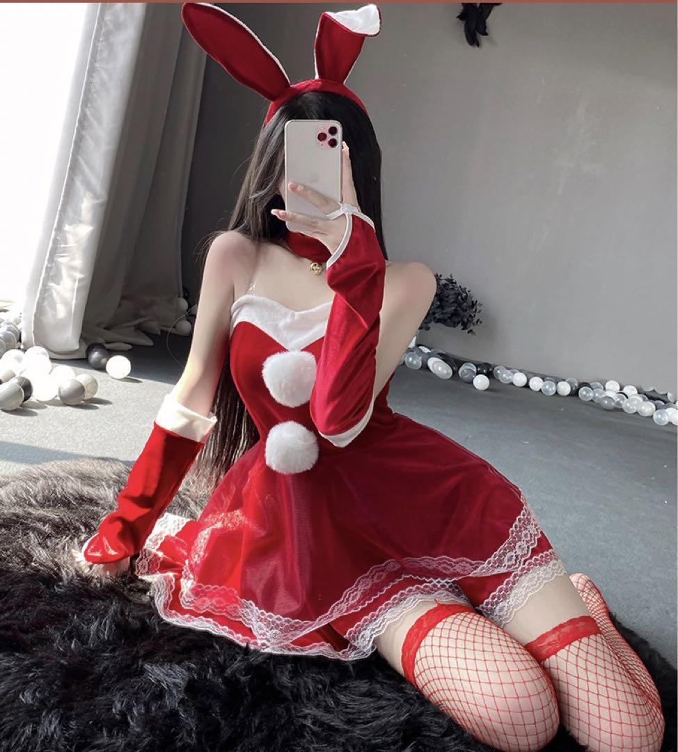 クリスマス サンタ　うさぎ　コスプレ うさ耳 ミニワンピース　レディース　ファッション　衣装　仮装_画像6