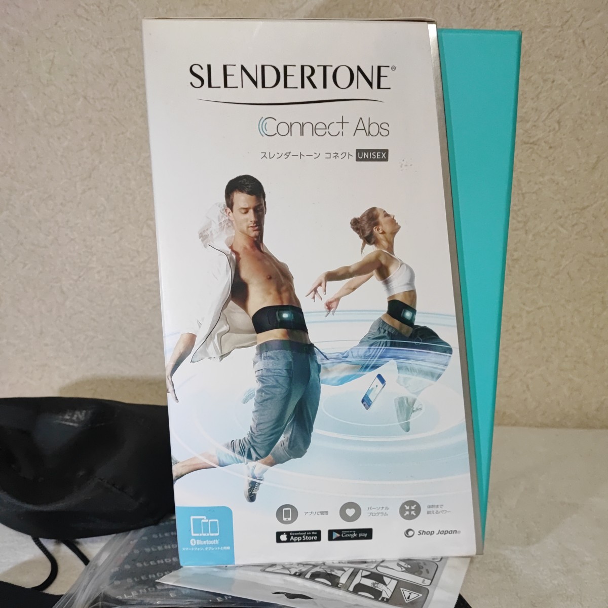 ショップジャパン Shop Japan スレンダートーンコネクト SlenderTone Connect EMS腹筋ベルト USBケーブル欠品/新品パッド２セット付_画像4