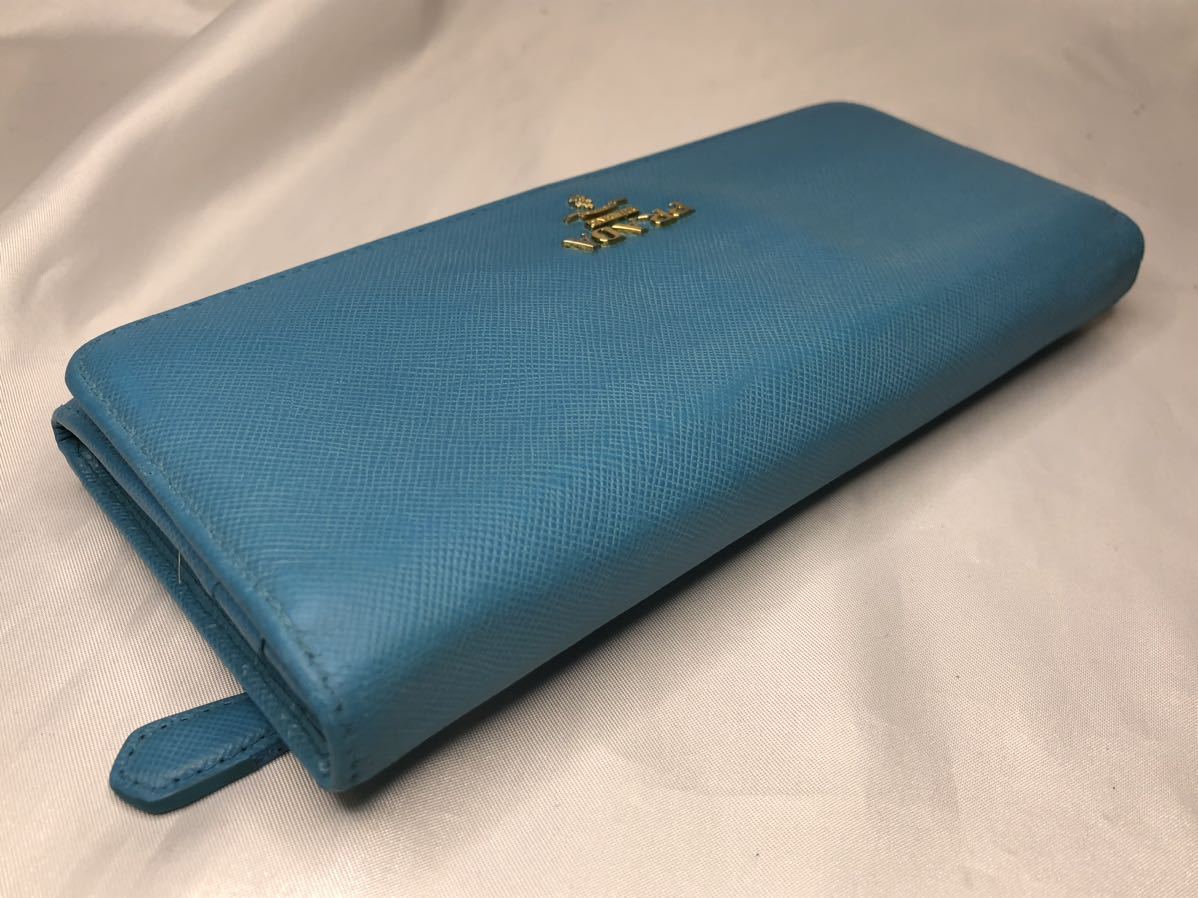 超美品PRADA プラダ 長財布 ダブルホック　TURCHESE_画像5