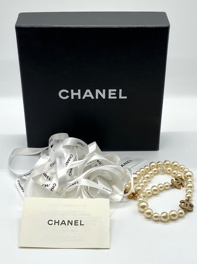 [IT3P7I8VN2YS]CHANEL Chanel 10A здесь Mark поддельный жемчуг стразы колье 46.74g