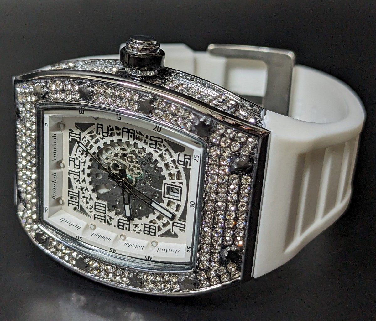 新品 腕時計 リシャールミルtype クオーツ オマージュウォッチ ラバー トノー RM ラグジュアリー ダイヤモンド