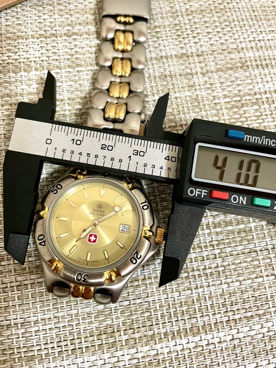 [希少:ヴィンテージ美品/稼働品]SWISS MILITARY スイスミリタリー 6-510/デイト/スイス製/コンビ/腕時計