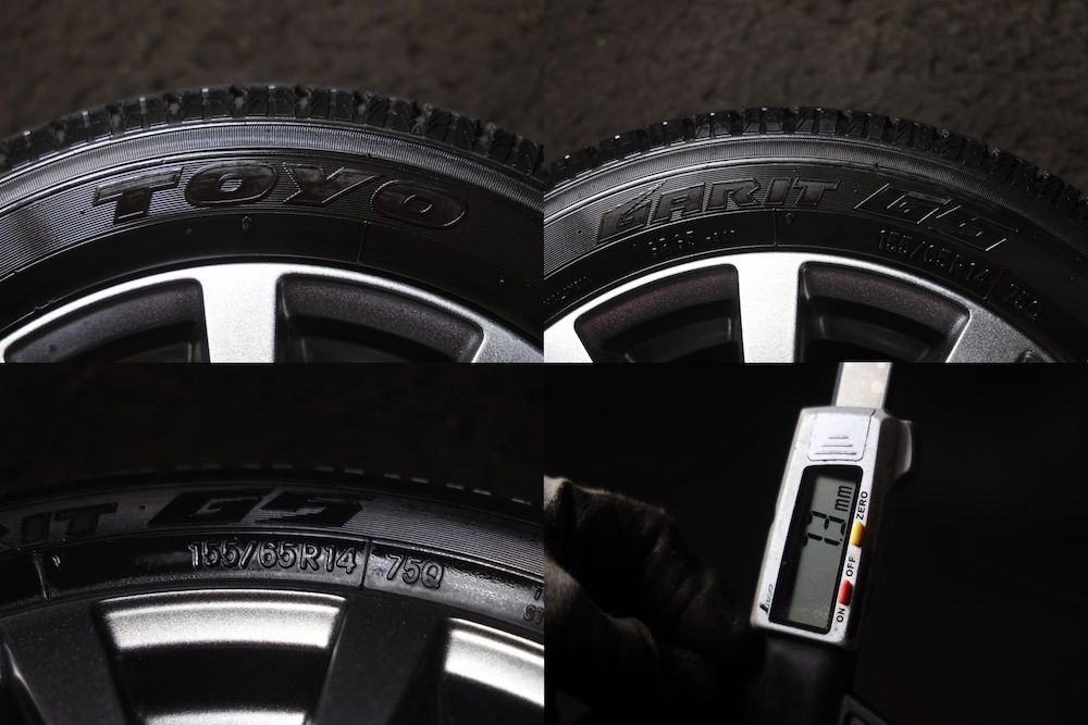 ★バリ山 155/65R14 国産TOYO スタッドレス4本 N-BOXデイズフレアMRワゴンRアルトラパンスペーシアウェイクソニカタントムーヴミラ_画像8