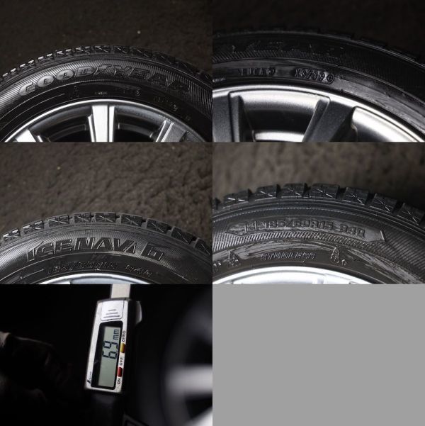 ★バリ山 185/60R15 国産GOODYEAR スタッドレス 2019年 アクアカローラアクシオフィールダーシエンタヤリスヴィッツインサイトフィット_画像8