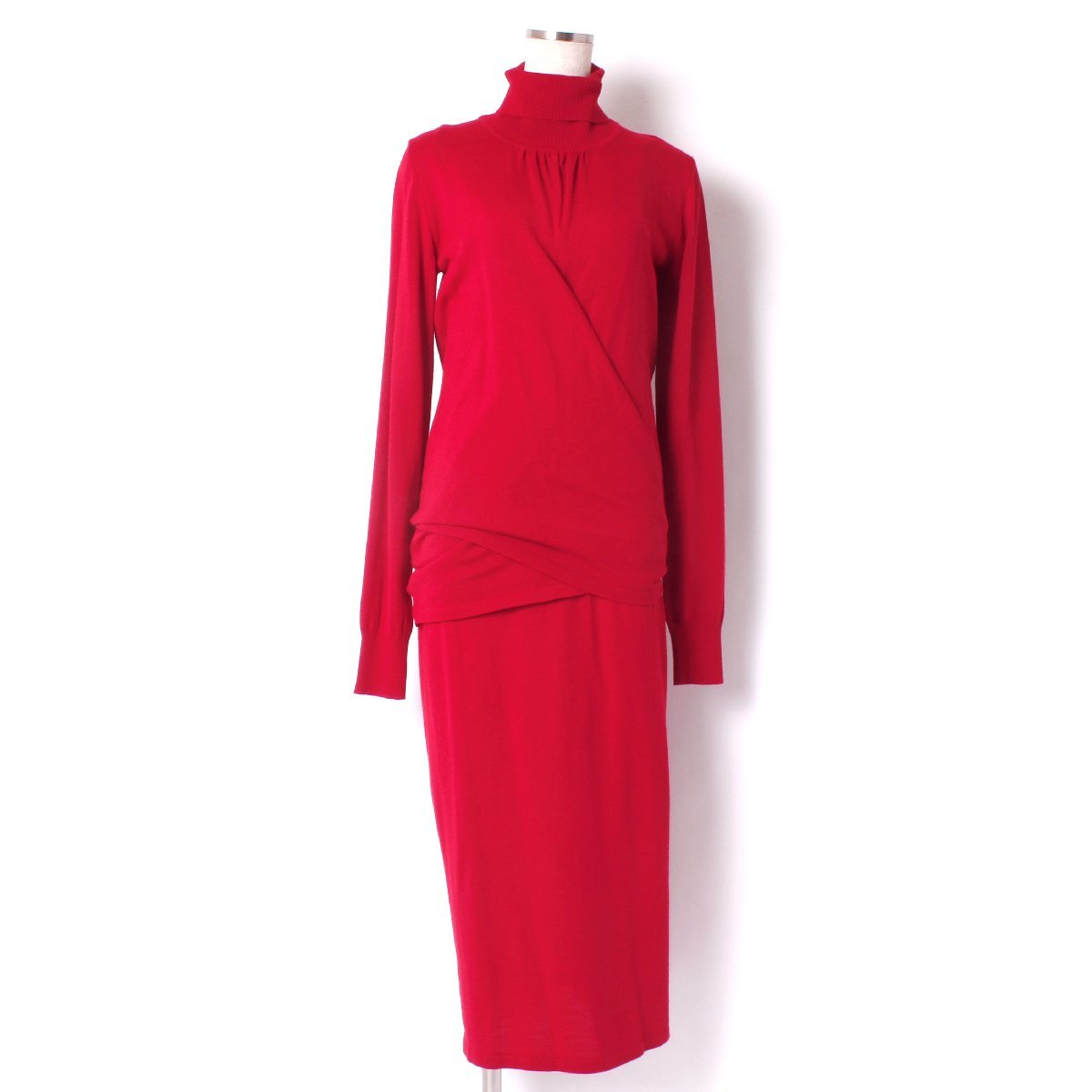 【タグ付き・新品】MSGM ニットドレス sizeS RED 2941MDA110 エムエスジーエム ロングドレス ワンピース タートルネック ニット