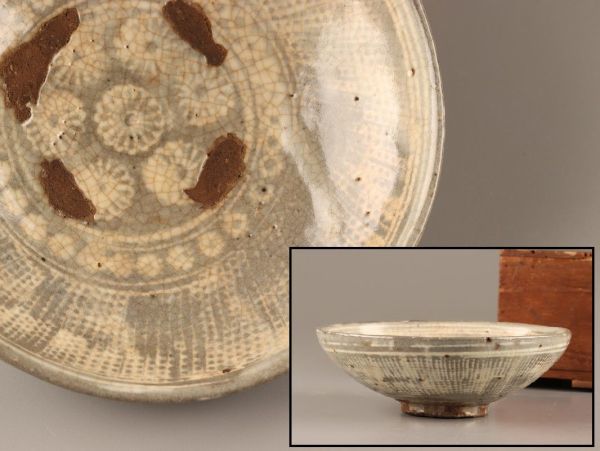古美術 朝鮮古陶磁器 李朝 三島 鉢 時代物 極上品 初だし品 C3171