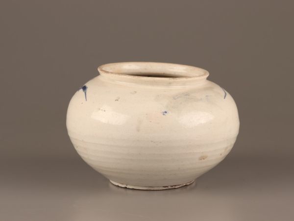 古美術 朝鮮古陶磁器 李朝 白磁 染付 壷 時代物 極上品 初だし品 C3396_画像3