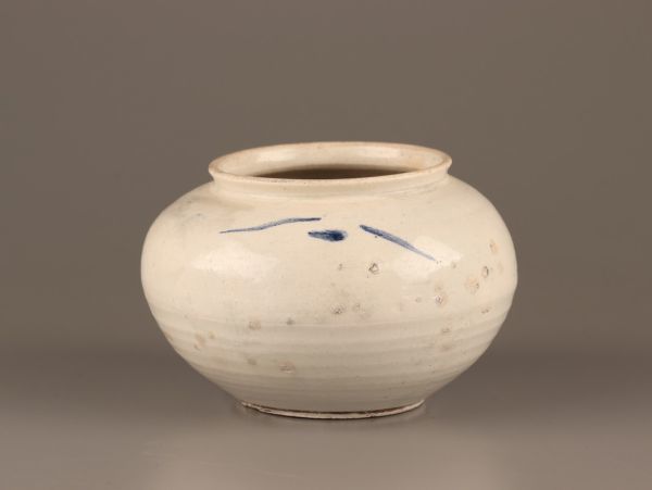 古美術 朝鮮古陶磁器 李朝 白磁 染付 壷 時代物 極上品 初だし品 C3396_画像4