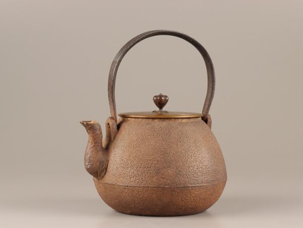 煎茶道具 銅製蓋 時代鉄瓶 在印 時代物 極上品 初だし品 C3481