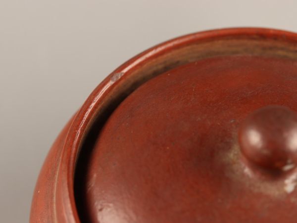 煎茶道具 常滑朱泥 山七製 横手急須 在印 時代物 極上品 初だし品 C3414の画像6