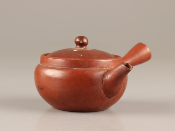 煎茶道具 常滑朱泥 山七製 横手急須 在印 時代物 極上品 初だし品 C3414の画像4