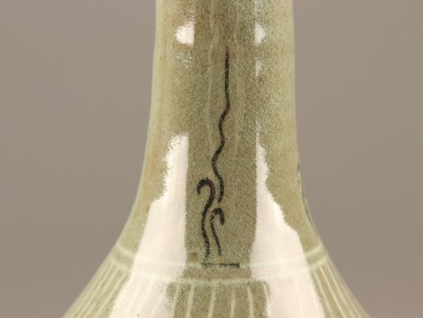 古美術 朝鮮古陶磁器 高麗青磁 白黒象嵌 花瓶 時代物 極上品 初だし品 C3512_画像7