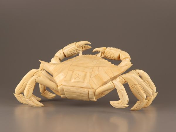 古美術 骨製 蟹 自在 置物 時代物 極上品 初だし品 C3561_画像3