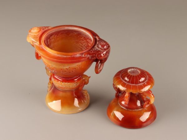 中国古玩 唐物 赤瑪瑙 遊環 香炉 細密細工 時代物 極上品 初だし品 C3555_画像9