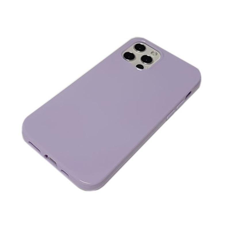 iPhone 12 mini アイフォン アイホン 12 ミニ ジャケット シンプル 無地 光沢 TPU ソフト ケース カバー ライトパープル 薄紫色_画像1