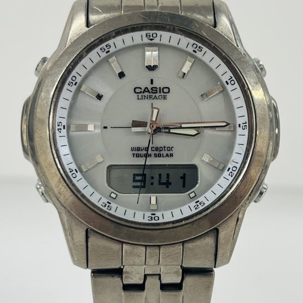 V267-D5-184 ◎ CASIO カシオ LINEAGE リニエージ wave ceptor LCW-100T タフソーラー メンズ 腕時計 純正ベルト アナデジ グレー文字盤 ②_画像1