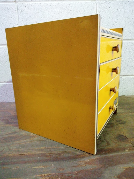 * Minitan s/ chest of drawers case tool inserting storage box small drawer yellow yellow color Showa Retro retro pop interior furniture 