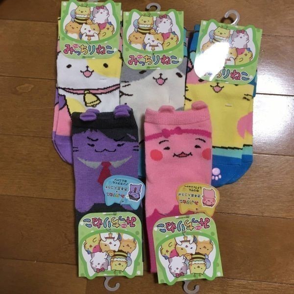 5枚セット/みっちりねこ レディース靴下 新品 23.24.25㎝ ソックス しまむら よしもと芸人コラボ ゆりやん_画像1