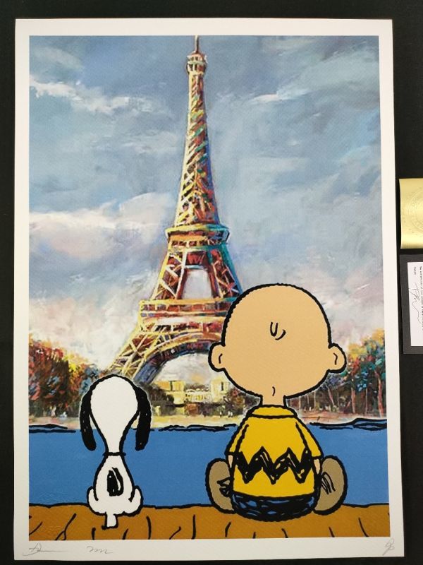 世界限定100枚 DEATH NYC アートポスター 28 SNOOPY スヌーピー PEANUTS チャーリーブラウン ペイント パリ エッフェル塔_画像1