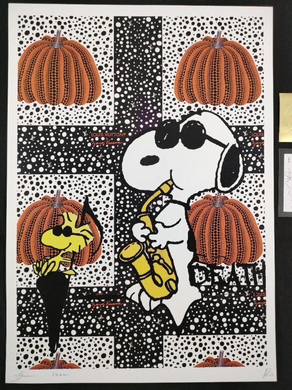 世界限定100枚 DEATH NYC 78 アートポスター SNOOPY スヌーピー PEANUTS ウッドストック 草間彌生 かぼちゃ ドット jazz_画像1