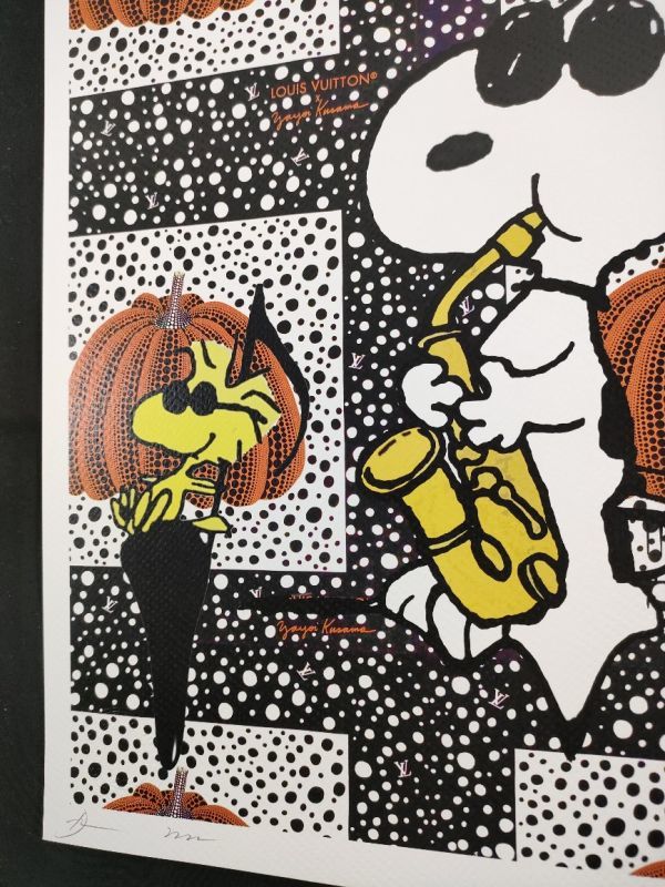 世界限定100枚 DEATH NYC 78 アートポスター SNOOPY スヌーピー PEANUTS ウッドストック 草間彌生 かぼちゃ ドット jazz_画像3