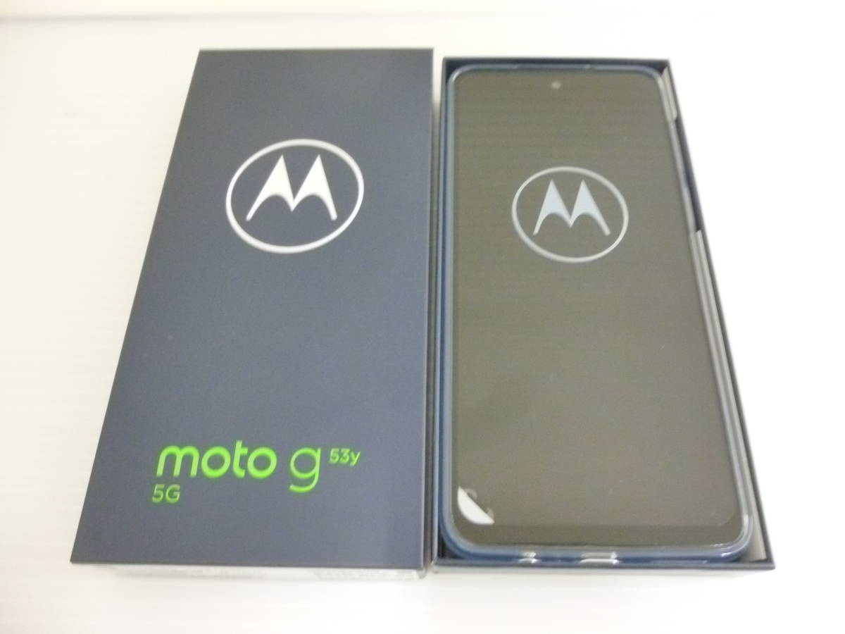 60184◆未使用 SIMフリー ワイモバイル motorola/モトローラ moto g53y 5G A301MO アークティックシルバー スマートフォン 利用制限○◆_画像1