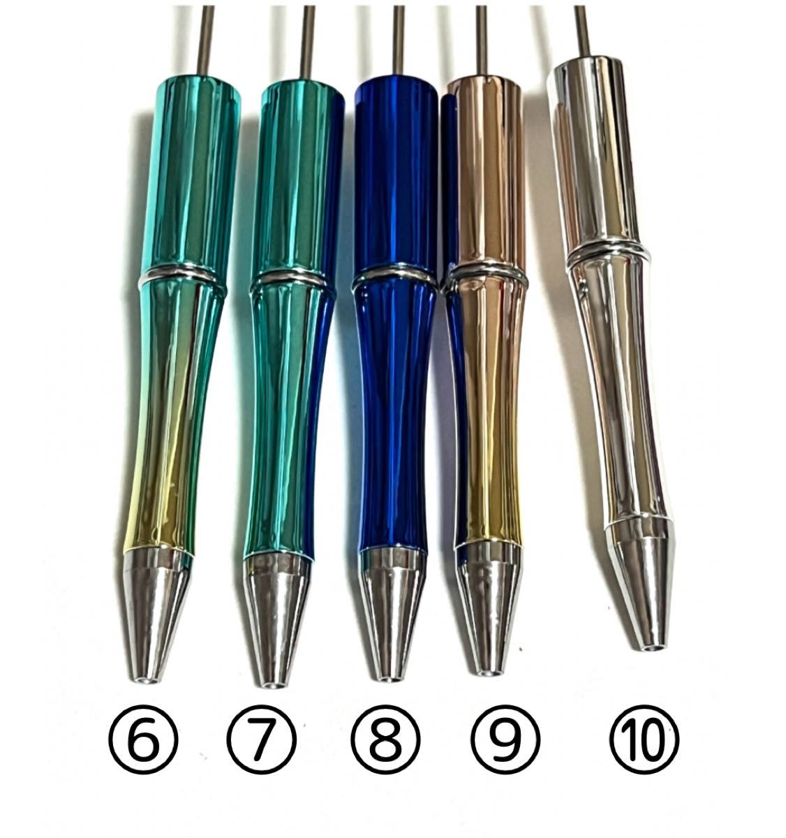 NO.775 カスタムボールペン10本 メタリック ビーズボールペン　手作りペン ハンドメイド ボールペン グラデーション