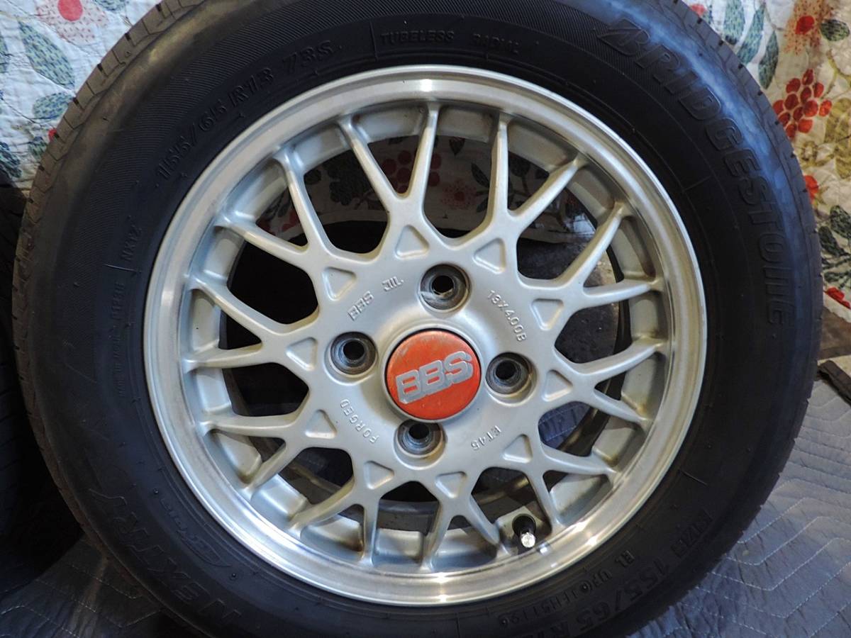 タイヤ付き BBS 13インチ 軽量 鍛造 FORGED スバル オプション純正 BBS 13×4J +45 PCD100 ヴィヴィオ プレオ サンバー_画像4