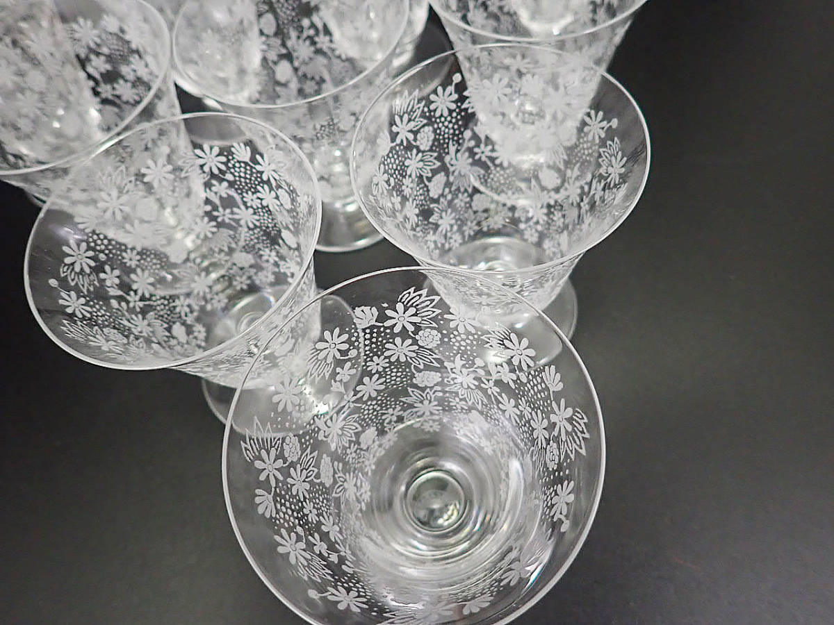g367 H7cm オールド バカラ エリザベート 日本酒 グラス 10個 白ワイン シャンパン クリスタル ビアタン ビンテージ アンティーク_画像5