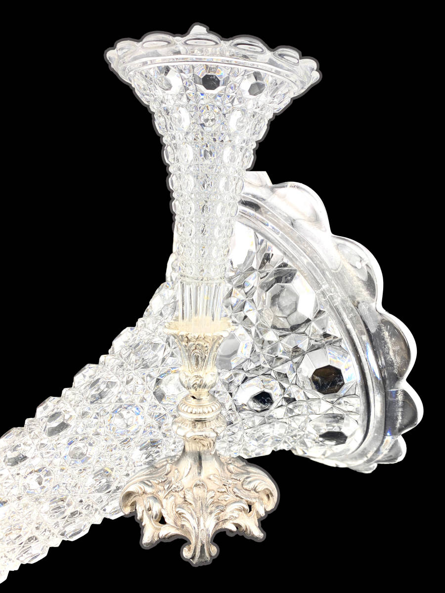 H168 訳あり オールド バカラ ディアマン ピエーリー 花瓶 ダイヤモンド カット Diamants 壺 クリスタルガラス アンティーク フランス