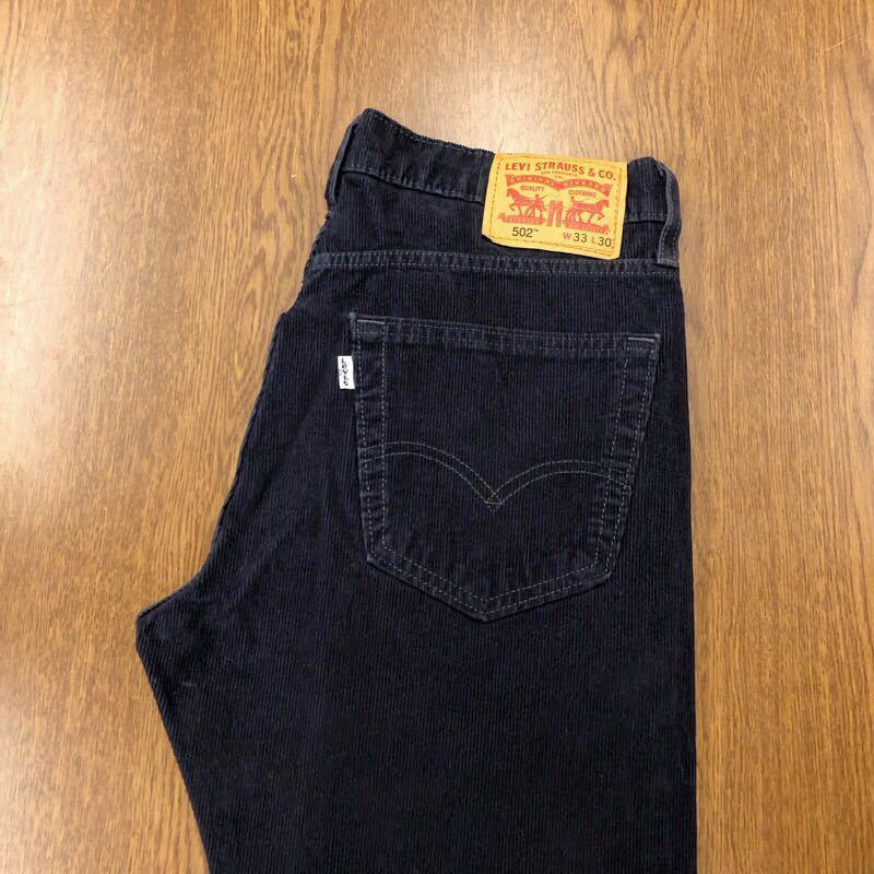 【EL048】Levi's 502 W33 L30 コーデュロイパンツ ネイビー 紺色 メンズブランド古着 リーバイス502 送料無料_画像1