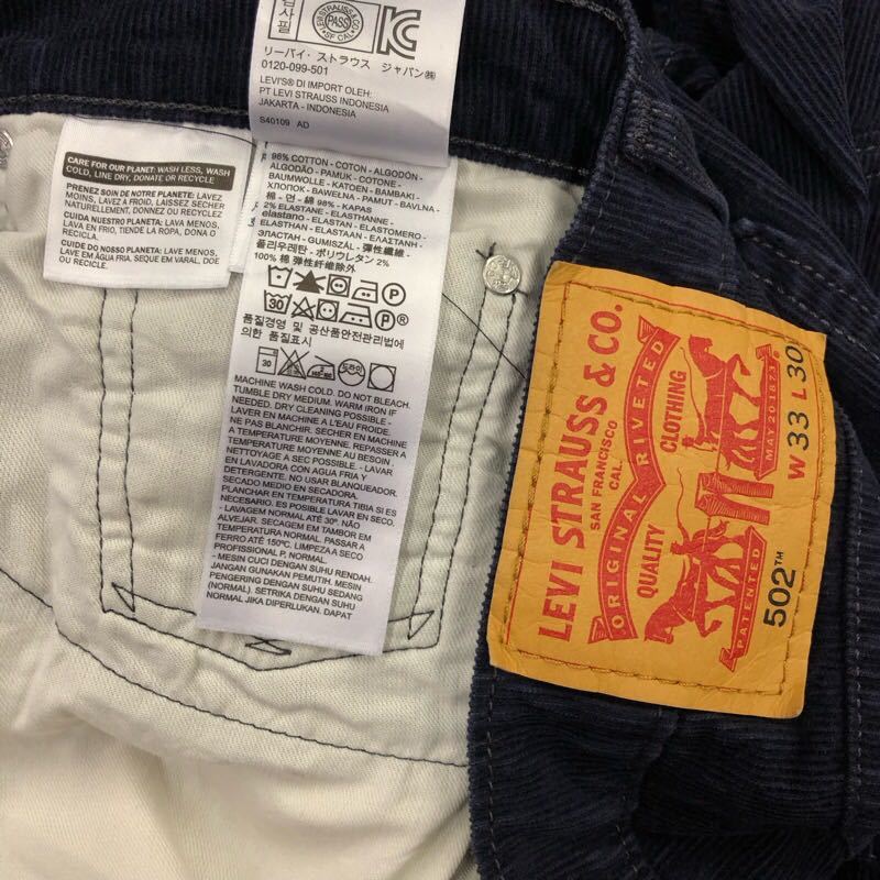 【EL048】Levi's 502 W33 L30 コーデュロイパンツ ネイビー 紺色 メンズブランド古着 リーバイス502 送料無料_画像6