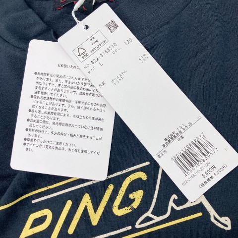 【新品】PING ピン 2023年 半袖ハイネックTシャツ ネイビー系 L [240101077444] ゴルフウェア レディース_画像7
