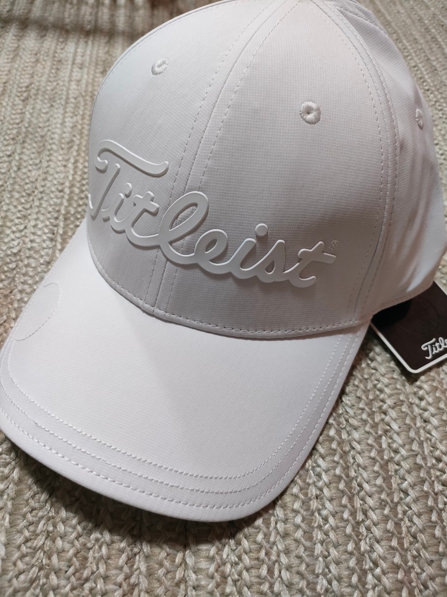 新品 未使用 Titleist タイトリスト キャップ ホワイト 白 マーカー付 紫外線カット 抗菌 吸水速乾 帽子 メンズ ゴルフウェア_画像1