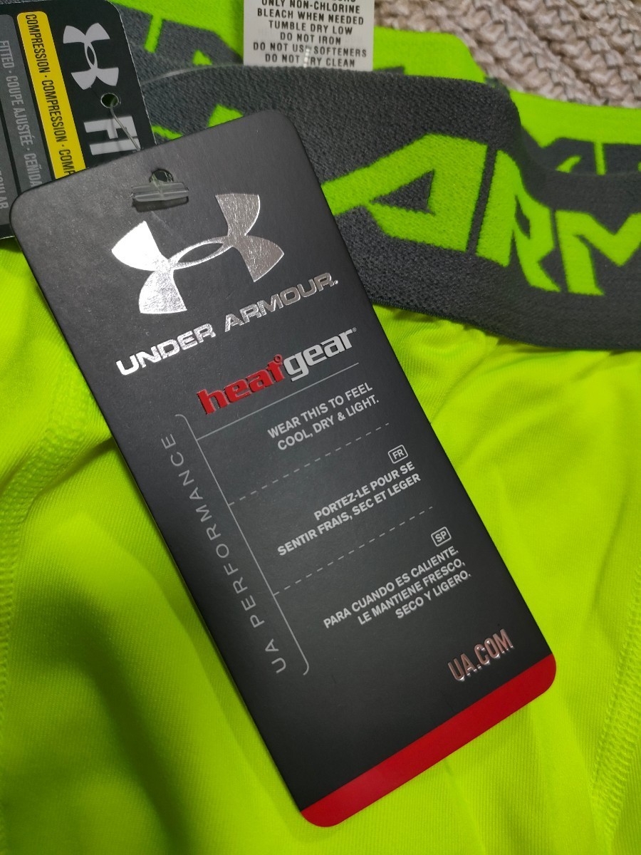 新品 未使用 UNDER ARMOUR ヒートギア レギンス スパッツ XL メンズ 蛍光イエロー アンダーアーマー タイツ コンプレッション_画像5